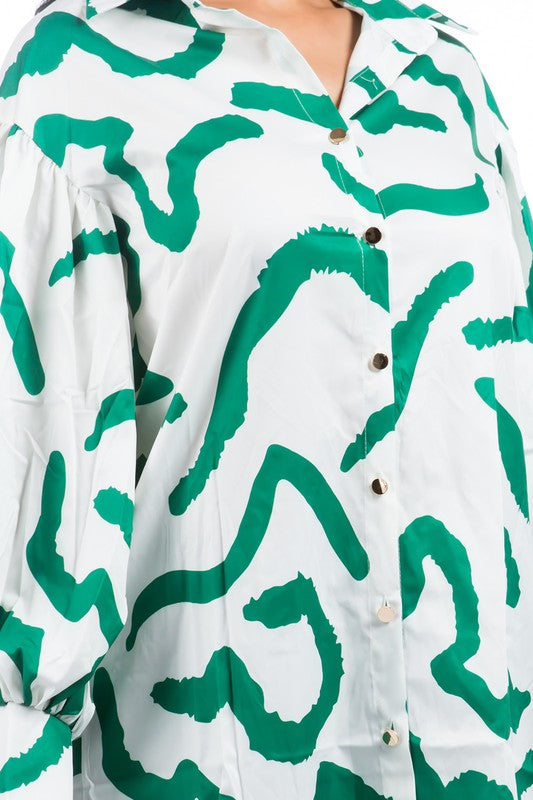 ABSTRACT WHITE SHIRT DRESS
