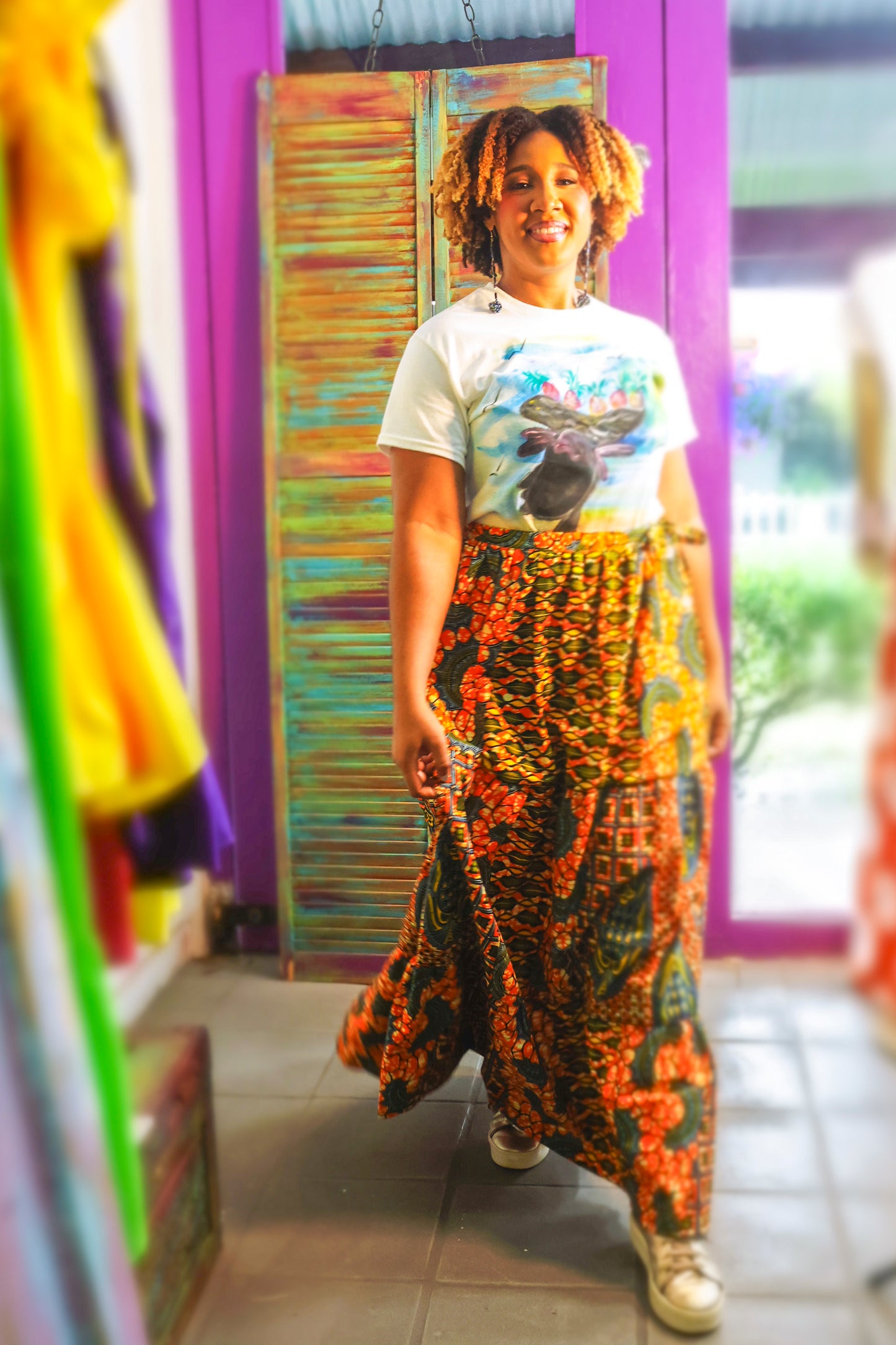 Market Woman Painted Shirt