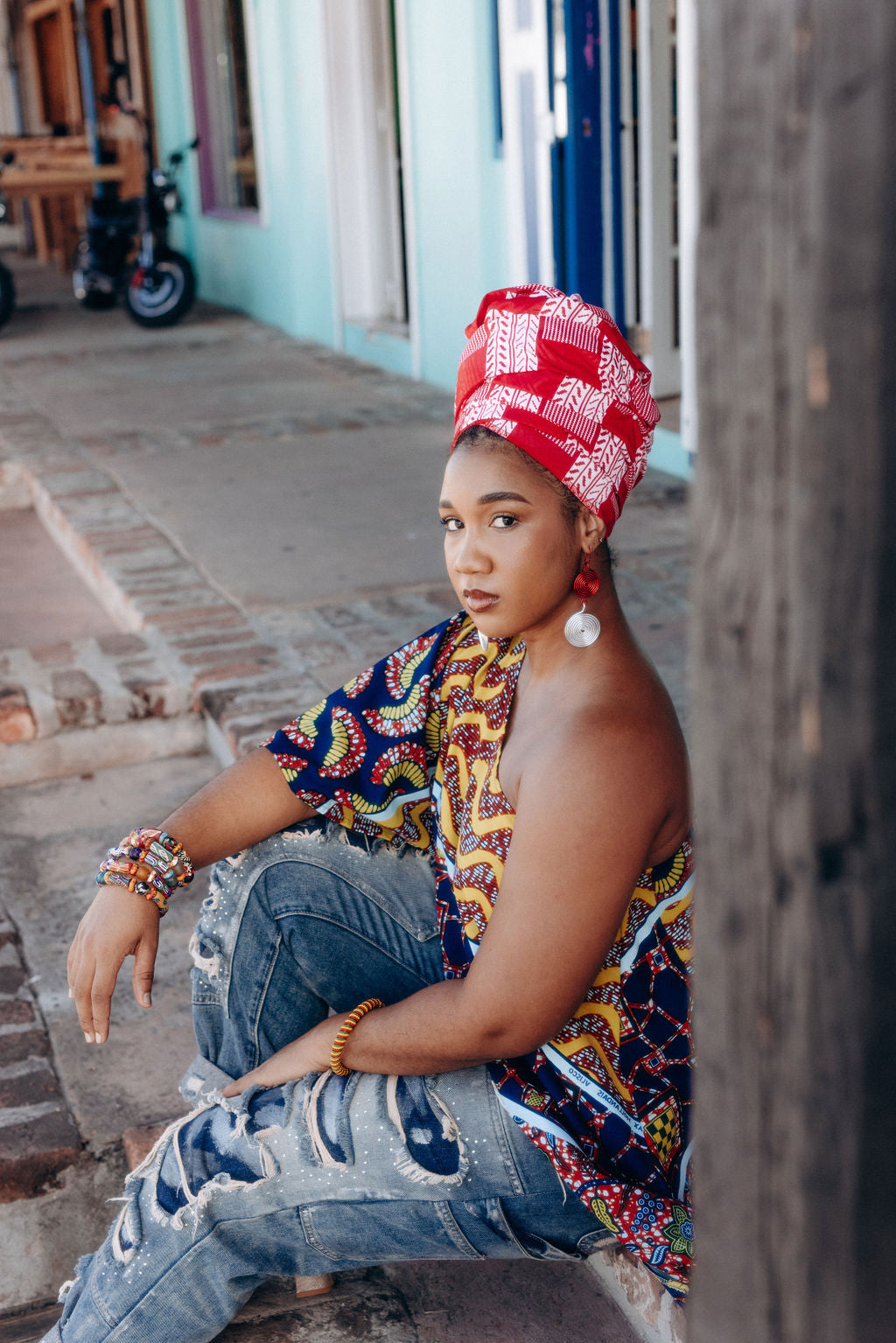 Cold Shoulder Ankara Top