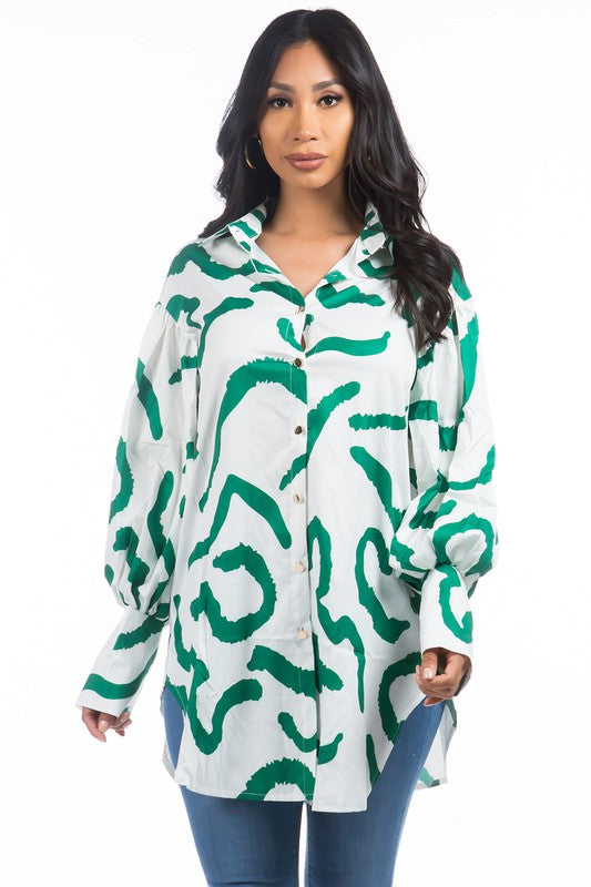 ABSTRACT WHITE SHIRT DRESS