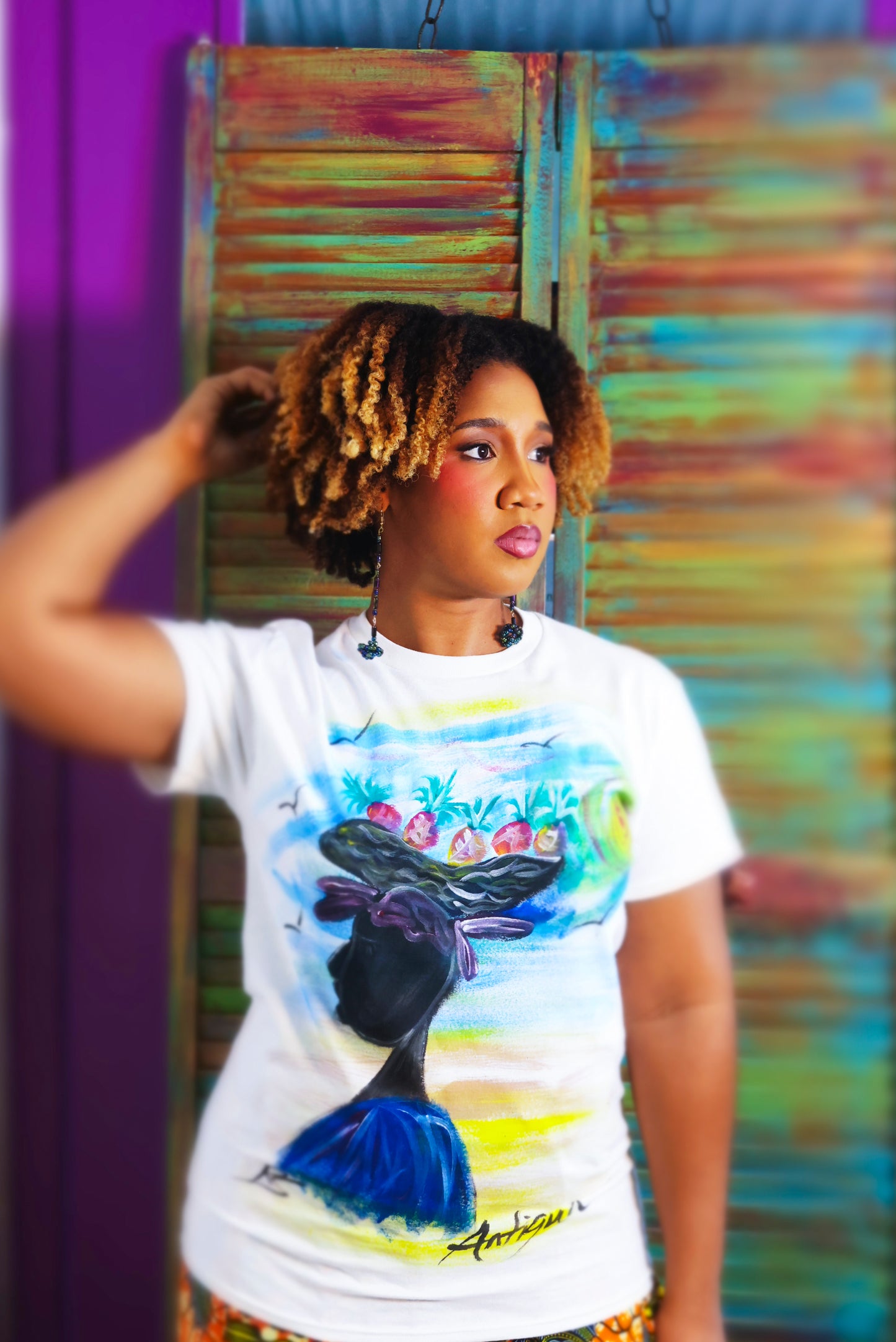 Market Woman Painted Shirt