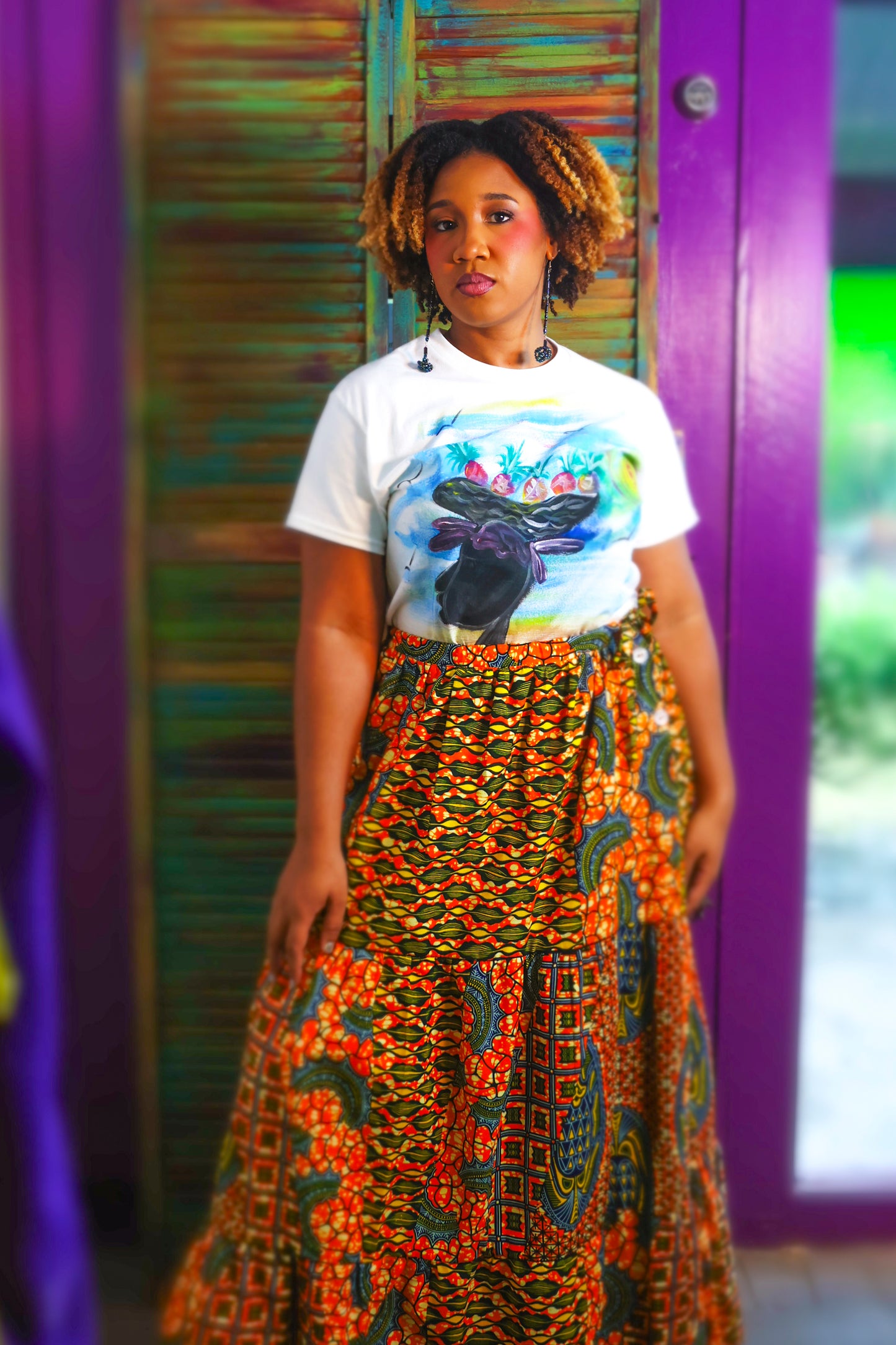 Market Woman Painted Shirt