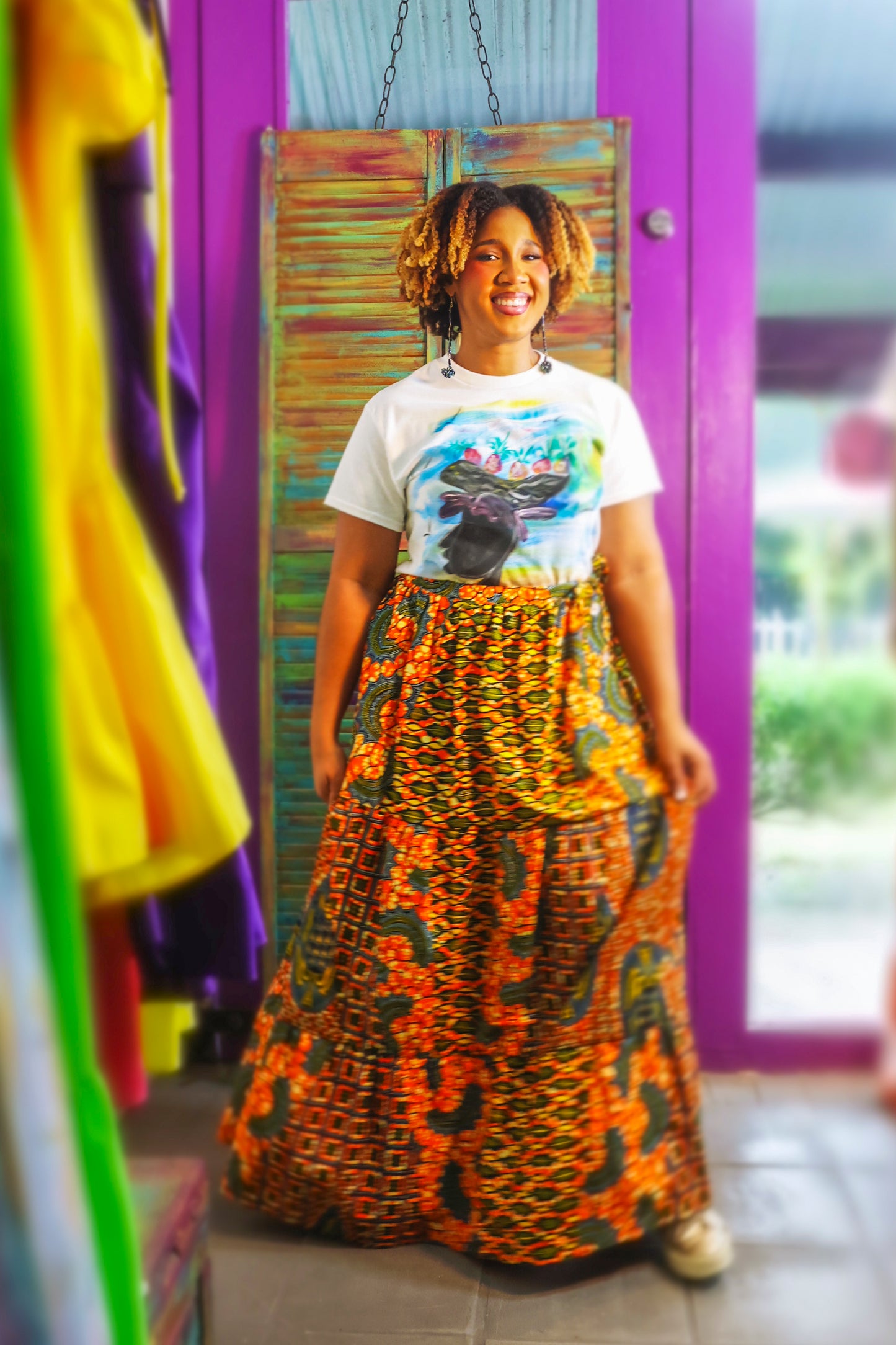 Market Woman Painted Shirt