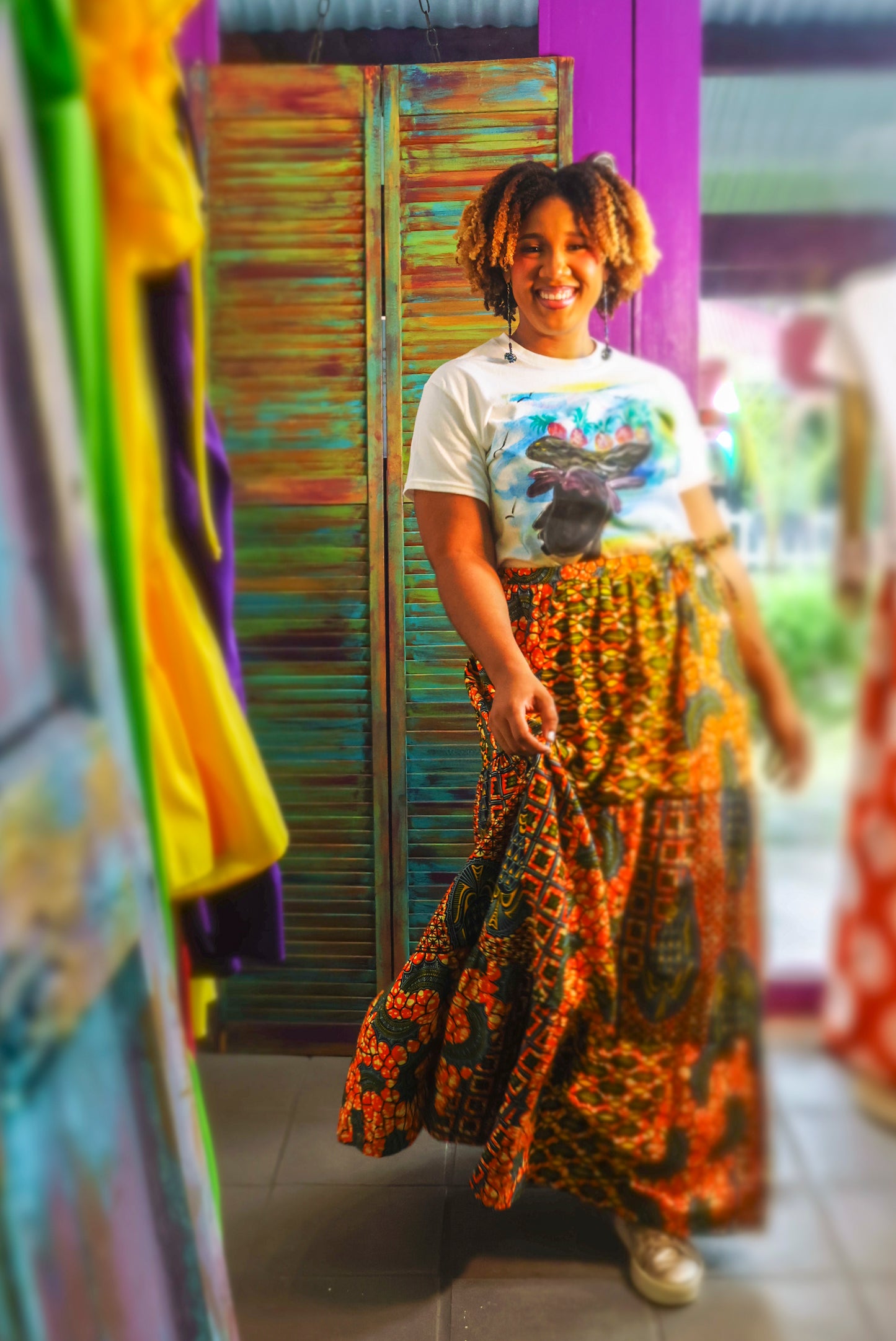 Market Woman Painted Shirt