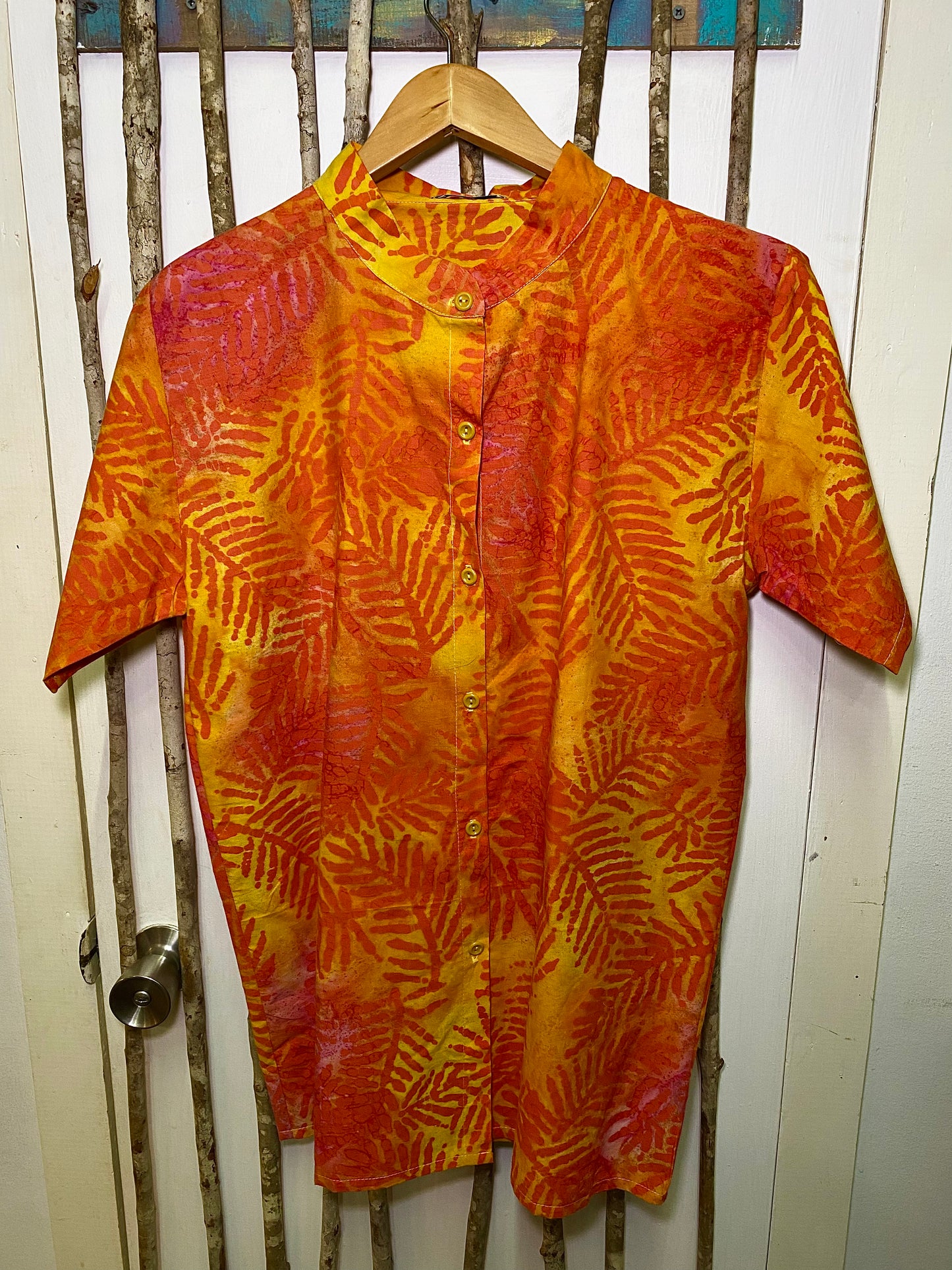 Short Sleeved Batik Button-up Shirt