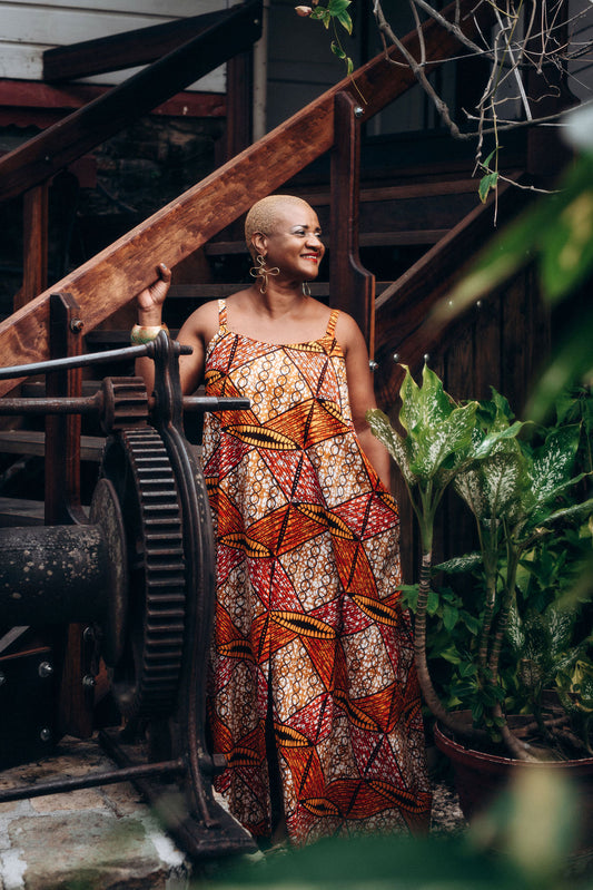 Orange Ankara Maxi Dress