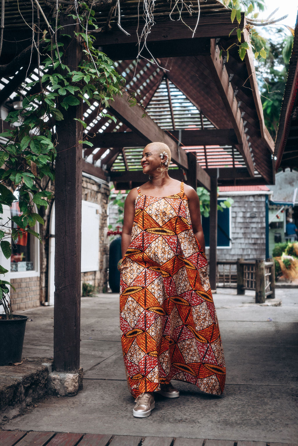 Orange Ankara Maxi Dress